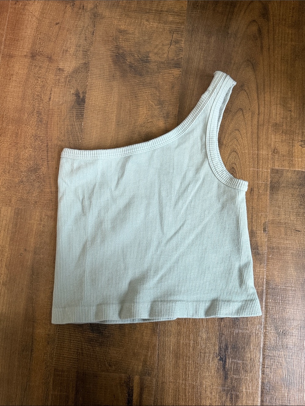 One-Shoulder Ribbed Tank Top - Sage Green - Picture 3 of 3